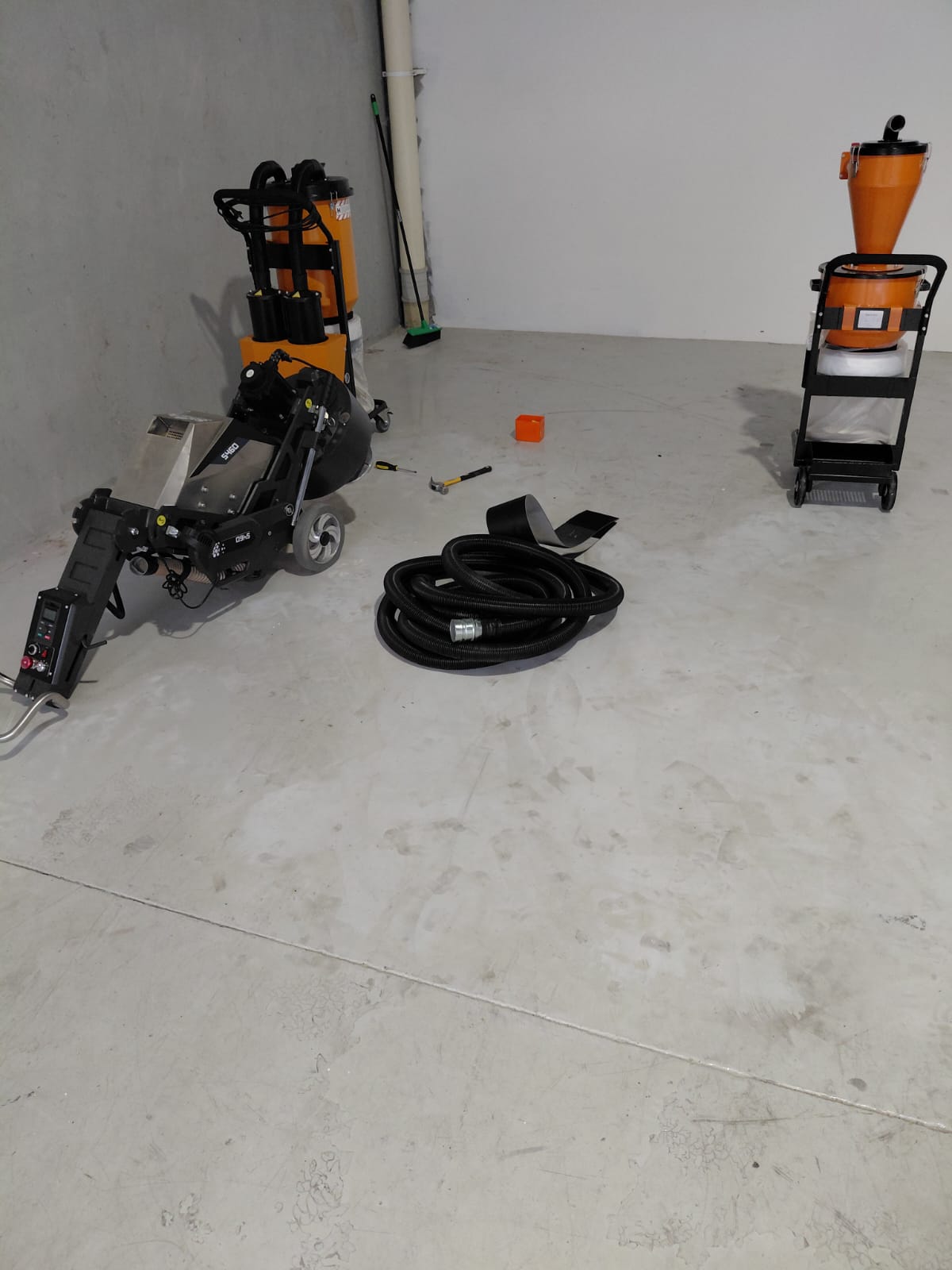 After: concrete diamond-ground back clean and ready to re-coat